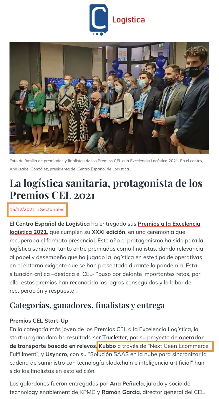 Logística C de Comunicación — CEL 2021 Premios Logística Excellence ceremony, Kubbo CTO Mehedi Hasan startup finalist award, December 2021